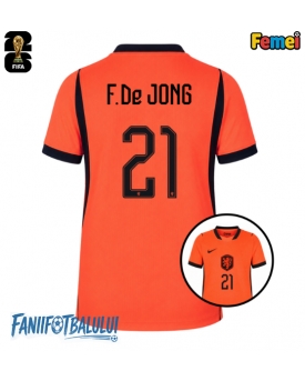 Țările de Jos Frenkie de Jong #21 Echipament de Fotbal Replică Mondial 2026 Femei Acasa